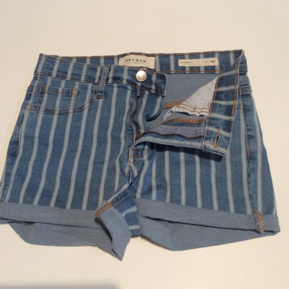 Striped pacsun jean shorts.